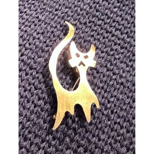 Mexican‎ Sterling Silver P925 Cat Brooch Pin Artisan Animal Jewelry